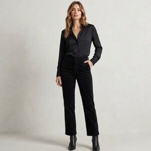 Suede like Straight Leg Work Dress Pants Black